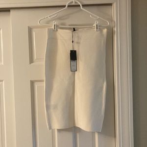 NWT BCBG white knee length skirt